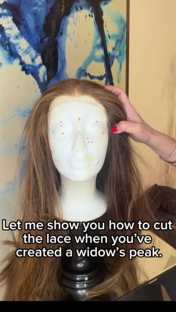 #wiglife #wigtips #wigcare Let me show you how to cut the lace when you’ve created a widow’s peak.

Place your wig on a foam head and make sure it’s centered.

Then take your scissors…
and start cutting the lace in a soft, rounded shape along the edges.

Not straight.
And not following every point of your hairline.

Because here’s the mistake:

If you cut the lace exactly like the hairline you designed —
especially around the widow’s peak —
those longer areas will lift.

I learned this the hard way on one of my wigs
when I had no experience.

And once the lace lifts…
the whole wig looks fake.

When you cut in a rounded shape instead,
your widow’s peak will still show…
but the lace will sit flat on your skin.

That’s what gives you a natural result